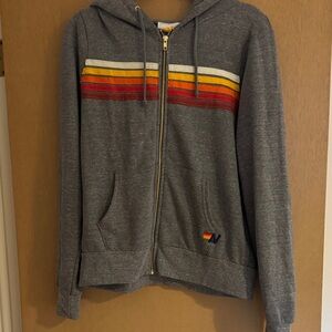 NWT Aviator Nation Gray Hoodie with Striped Design medium